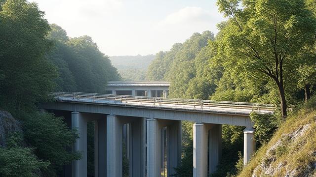 鉄道の高架橋と自然が調和するCGパース